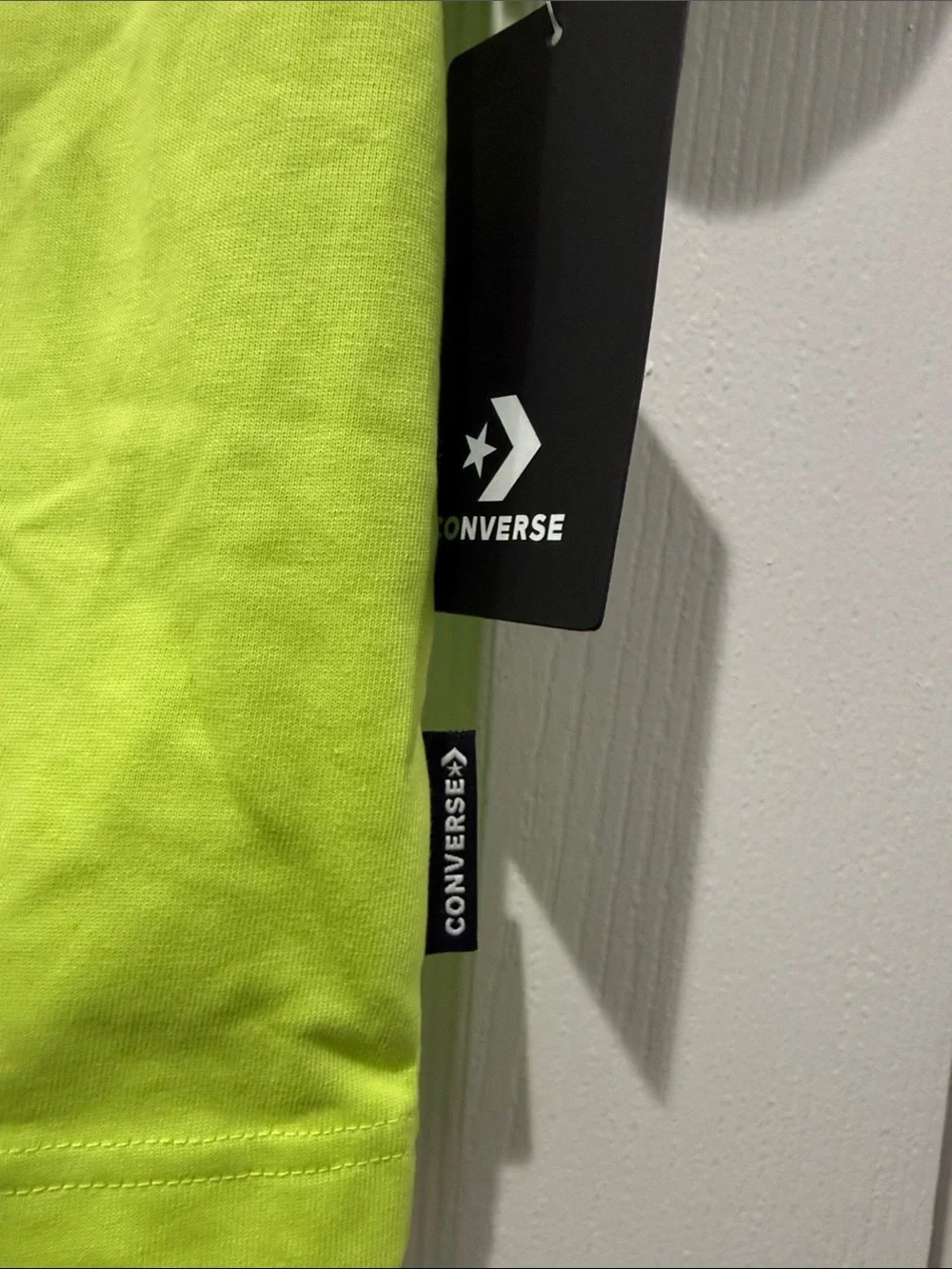 Converse Lime Green Tee with Teal Shoulder Stripes